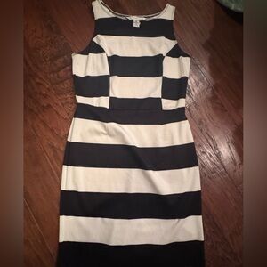 Chic Black and White Striped Midi Dress